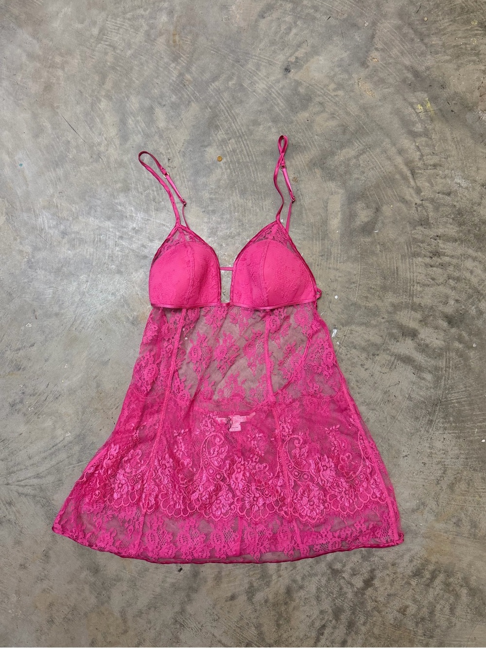 Victoria's Secret Hot Pink Lace Babydoll Chemise